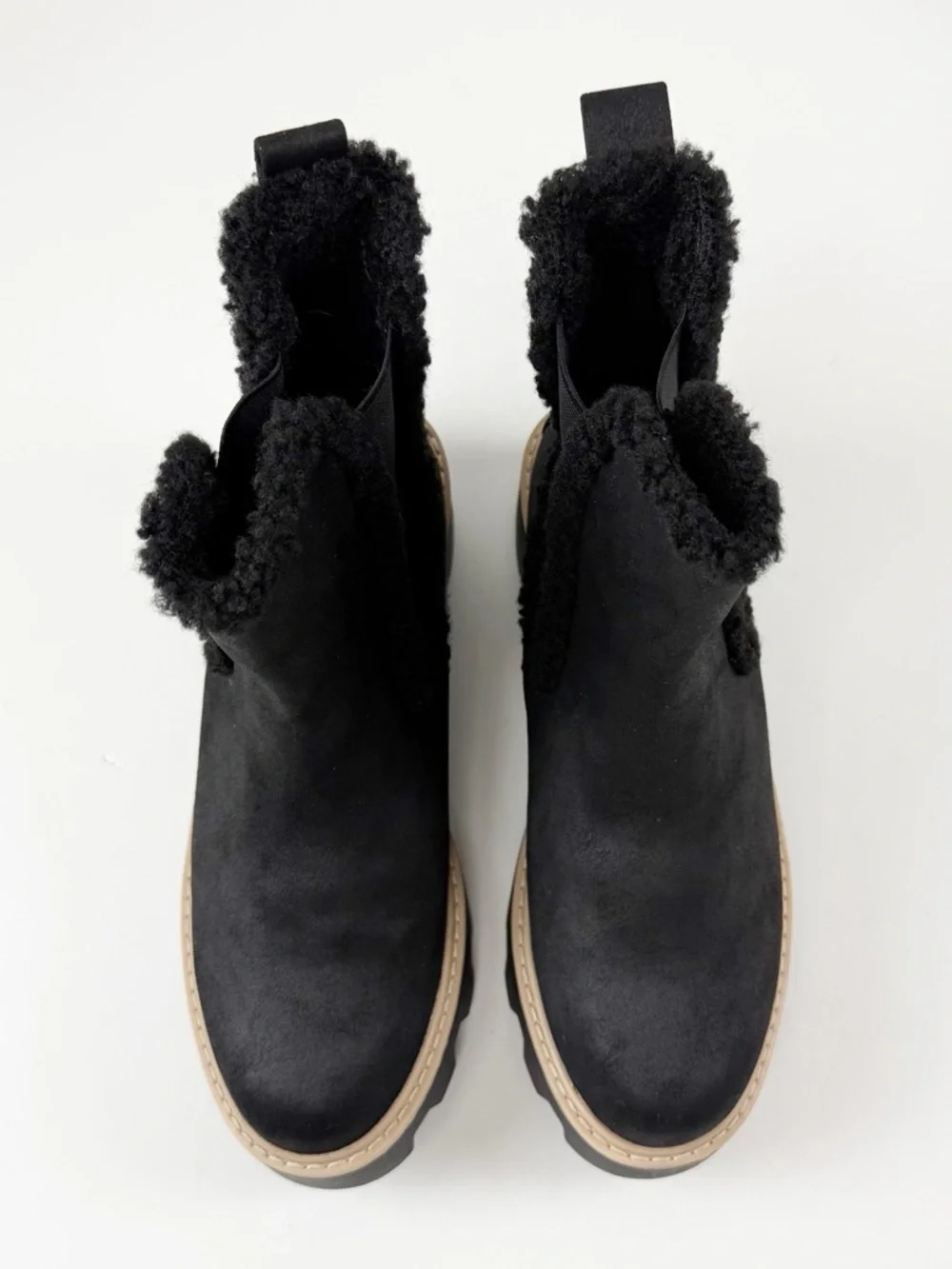 DV Dolce Vita Vandi Cozy Lug-Sole Platform Booties Womens 8.5 Black NEW